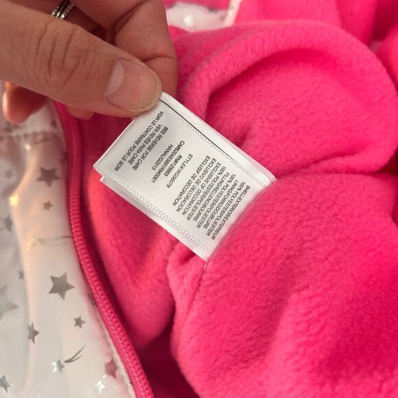 Wippette Kids Infant Star Pink Fleece Snowsuit 6/9 Months Baby - Picture 7 of 7